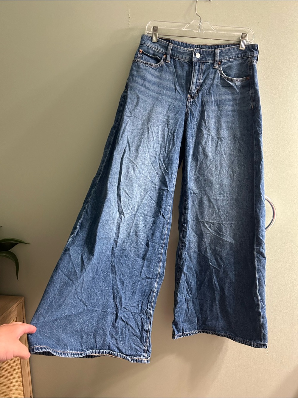 American eagle a line fit stretch waist wide leg jeans medium wash